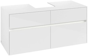 VILLEROY &amp; BOCH Collaro závesná skrinka pod umývadlo na dosku (umývadlo v strede), 4 zásuvky, s LED osvetlením, 1200 x 500 x 548 mm, Glossy White, C097B0DH