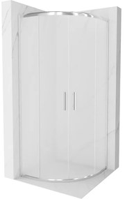 Mexen Rio, štvrťkruhový sprchovací kút s posuvnými dverami 70(dvere) x 70(dvere) x 190 cm, 6mm sklo námraza, chrómový profil, 863-070-070-01-30