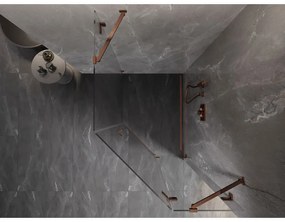 Mexen Lunar, pravý výklopný päťuholníkový sprchový kút 80 x 90 cm, 8mm číre sklo, profil ružové zlato, 831-080P-090L-60-00-P