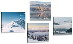 Set obrazov zasnežené hory - 4x 60x60