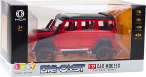 LEAN Toys Terénne vozidlo Kovový pohon Pull-Back Kovový otvárač dverí Červený 1:22