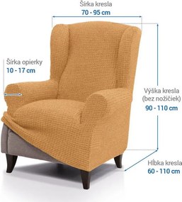 Super strečové poťahy RUBINIA zlatá kreslo ušiak (š. 70 - 95 cm)
