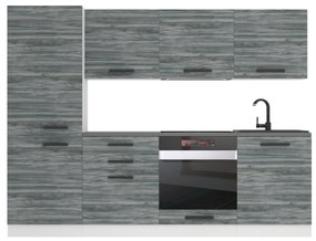 Kuchynská linka Belini Premium Full Version 240 cm šedý antracit Glamour Wood s pracovnou doskou SANDY