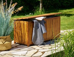 Casaria Drevený úložný box ACACIA, 117x50x59cm, prírodná hnedá