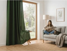 Záves OXFORD LIGHT 140x270 cm, tmavozelený Zavesenie: Riasiaca páska