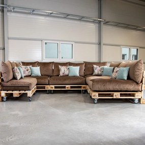 Golden Garden Paletové sedenie GG91/1 - Podsedáky a Vankúše "FIT IN" 120cm x 80cm x 15cm - penový granulát - capuccino