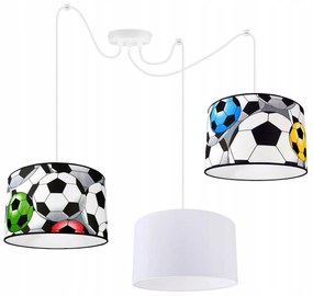 Detské závesné svietidlo Soccer Spider, 3x textilné tienidlo so vzorom (mix 6 farieb), (výber z 2 farieb konštrukcie)