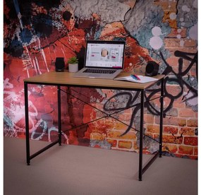 Kondela Písací stôl, dub/čierna, 100x60 cm, MELLORA