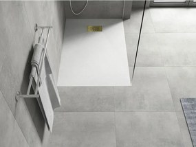 Mexen Hugo, obdĺžniková sprchová vanička SMC 100 x 70 cm, biela, zlatá krytka, 42107010-G