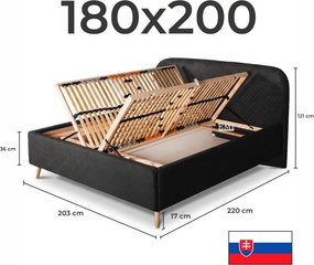 Posteľ čalúnená ZORIANA + lamelový rošt + matrac EMI