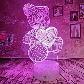 3Dmix 3DL-SL062 – 3D LED nočná lampa - Medvedík so srdcom (Solar)
