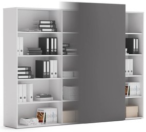 PLAN Skriňa vysoká otvorená dlhá BLOCK White, 2390 x 400 x 1748, grafitová