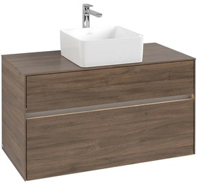 VILLEROY &amp; BOCH Collaro závesná skrinka pod umývadlo na dosku (umývadlo v strede), 2 zásuvky, s LED osvetlením, 1000 x 500 x 548 mm, Arizona Oak, C038B0VH