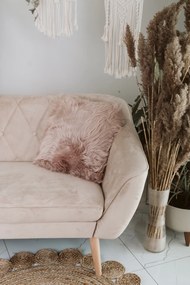 Vankúš z ovčej kožušiny béžový