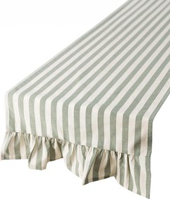 Bežec s volánom 40x160 cm farba produktu zelená látka vzorované