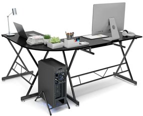 Písací stôl v tvare L- čierny