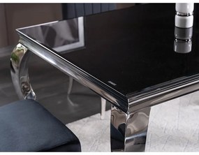 Jedálenský stôl Prince 180 x 90 cm, čierna / strieborná