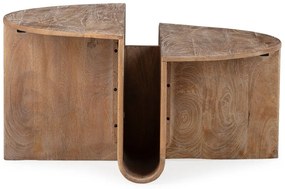 Tmavo prírodný okrúhly konferenčný stolík z mangového dreva ø 80 cm Divya – MOME