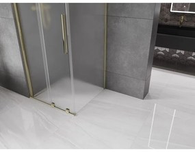 Mexen Velar, sprchový kút s posuvnými dverami 110 x 110 cm, 8mm sklo námraza, zlatá lesklá, 871-110-110-31-50