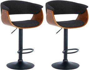 Barová stolička Vestal (SET 2ks) - látka, drevo orech - Čierna