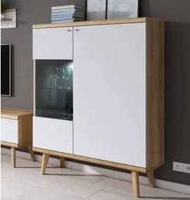 Nízká vitrína Primo, dub riviera/biela%