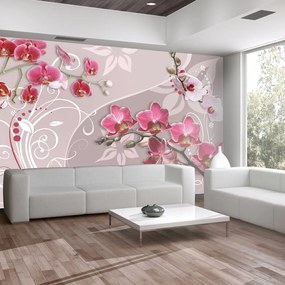 Artgeist Fototapeta - Flight of pink orchids Veľkosť: 300x210, Verzia: Premium