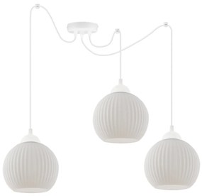 Závesné svietidlo Riffle Round Spider, 3x biele sklenené tienidlo, w