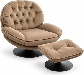 LuxuryForm DESIGN Otočné relaxačné kreslo LUNA s podnožkou - latte