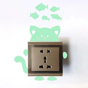 10x10cm Mačička s rybičkami - fosforová nálepka nad vypínač
