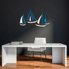 Nástenná kovová dekorácia Barbaros modrá/biela