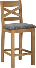 Barová stolička z masívu s textilným sedákom, 47x58x108 cm