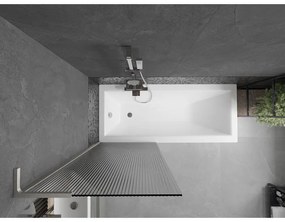 Mexen Next L, 1-krídlová vaňová zástena 70 x 150 cm, 6mm sklo s rebrovým vzorom, 6mm číre sklo, profil brúsená oceľ, 895-070-000-03-09-97