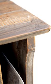 Hnedá antik drevená nástenná polička s priehradkami a háčikmi Plate Rack - 80*20*55 cm