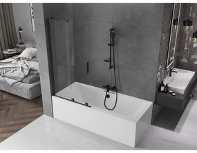 Mexen Velar, 2-krídlová posuvná vaňová zástena 95 x 150 cm, 8mm číre sklo, čierna matná, 896-095-000-01-70