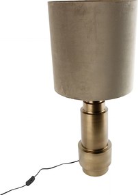 Stolná lampa bronzová s tienidlom z velúru taupe so zlatom 40 cm - Bruut