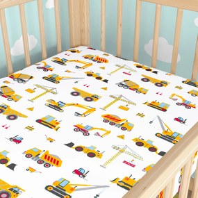 Goldea bavlnená napínacia plachta do detskej postieľky - nákladné autá a bagre 60 x 120 cm