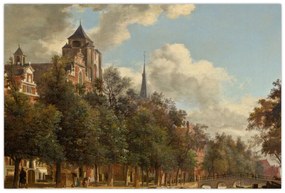 Obraz - Jan van der Heyden, View Down a Dutch Canal, reprodukcia (90x60 cm)
