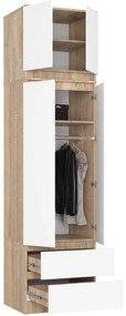 Šatníková skriňa s nástavcom STAR 234 cm biela/dub sonoma
