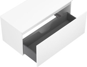 Mexen Rivel, kúpeľňová skrinka 100 cm s hornou časťou, 1 zásuvka, drážkovaná, biela matná, 91A20-10047-1-BFC01