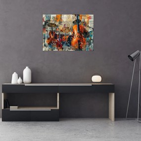 Sklenený obraz - Hudobné nástroje (70x50 cm)