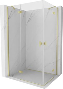 Mexen Mist-H Duo, 2-krídlový výklopný sprchový kút 85 x 75 cm, číre sklo, zlatý matný profil, 8A5-085L-075P-55-00