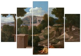 Obraz - Nicolas Poussin, Landscape with Saint John on Patmos, reprodukcia (150x105 cm)