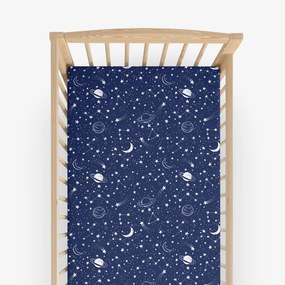 Goldea bavlnená napínacia plachta do detské postieľky - nočná obloha 60 x 120 cm