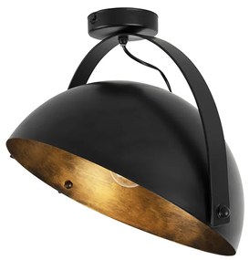 Priemyselné stropné svietidlo čierne so zlatým výklopným - Magna