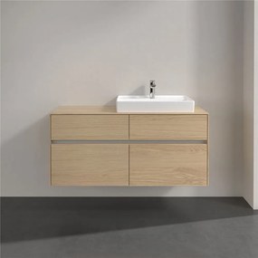 VILLEROY &amp; BOCH Collaro závesná skrinka pod umývadlo na dosku (umývadlo vpravo), 4 zásuvky, 1200 x 500 x 548 mm, Nordic Oak, C08300VJ