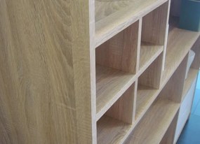 Regál / knižnica Sten 2, dub sonoma/biela