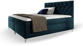 GR Čalúnená boxspring manželská posteľ Guliette s matracom - tmavomodrá Rozmer: 140x200