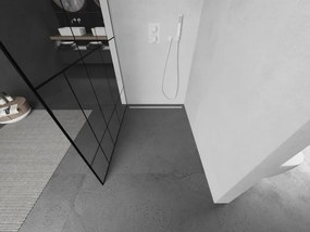 Mexen Kioto, Walk-In sprchová zástena 70 x 200 cm, 8mm sklo číre/čierny vzor, biely profil, 800-070-101-20-78