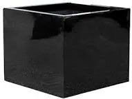 Kvetináč Fiberstone glossy black FLEUR čierny lesklý 20x20x20 cm