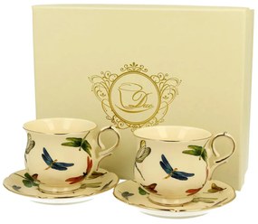 Porcelánová šálka na nohe s podšálkou Dragonfly 150 ml sada 2ks